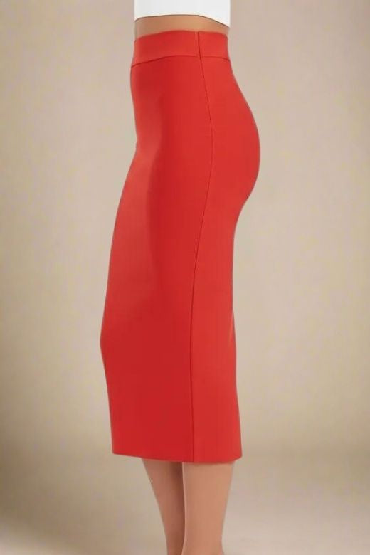 Pencil High Waist Bandage Midi Skirt - Lipstick Red