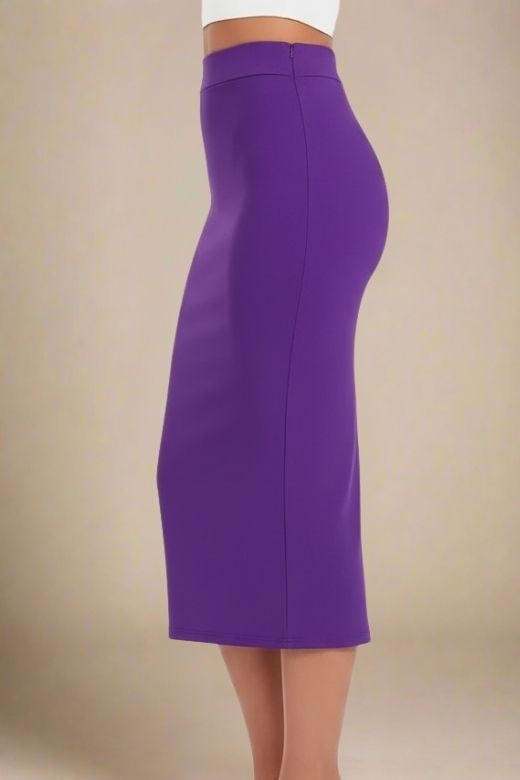 Pencil High Waist Bandage Midi Skirt - Plum Purple