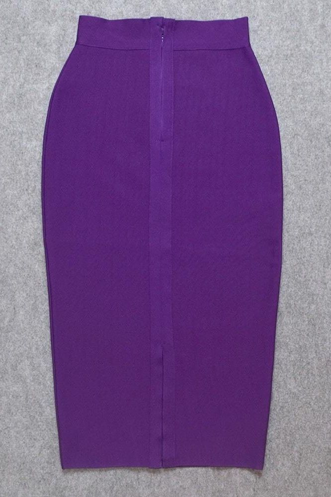 Pencil High Waist Bandage Midi Skirt - Plum Purple