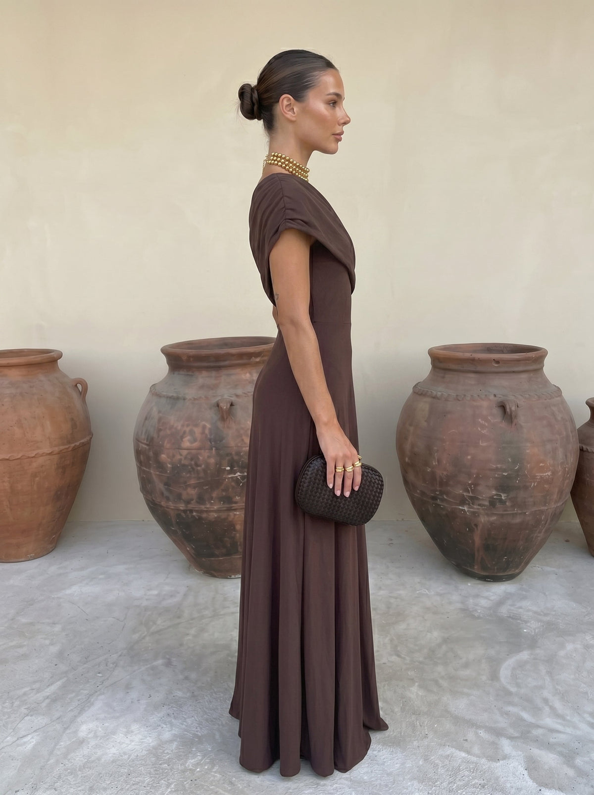 Off-Shoulder Draped Ruched Chiffon Flowy A-Line Maxi Gown 10
