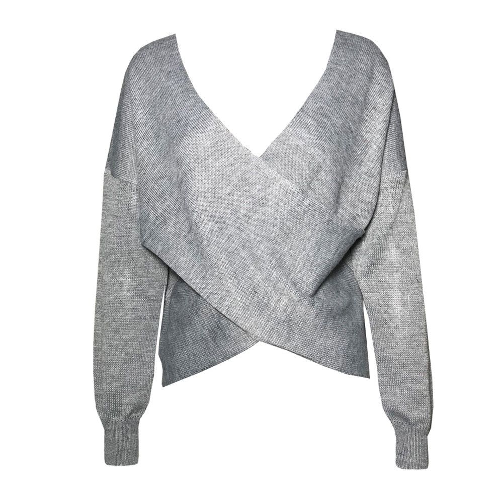 Open Back Long Sleeve Knit Sweater