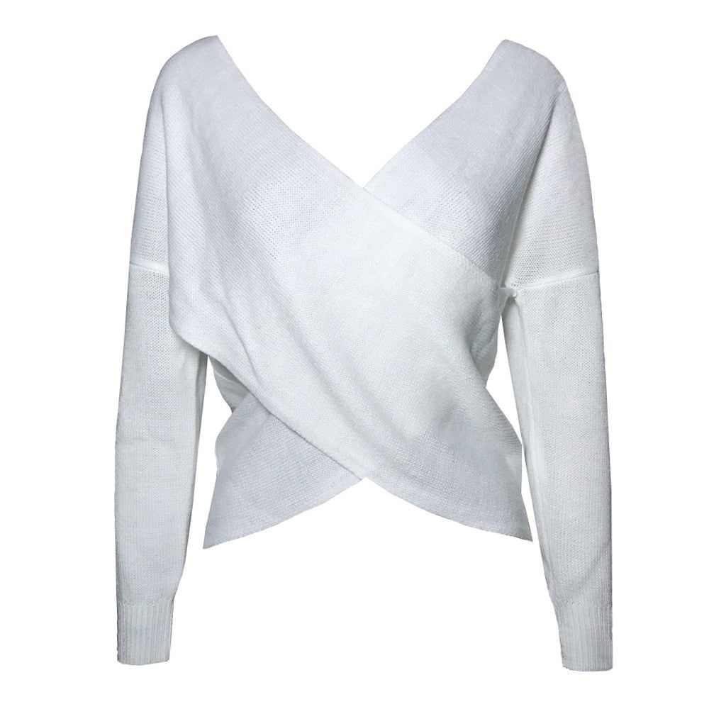 Open Back Long Sleeve Knit Sweater