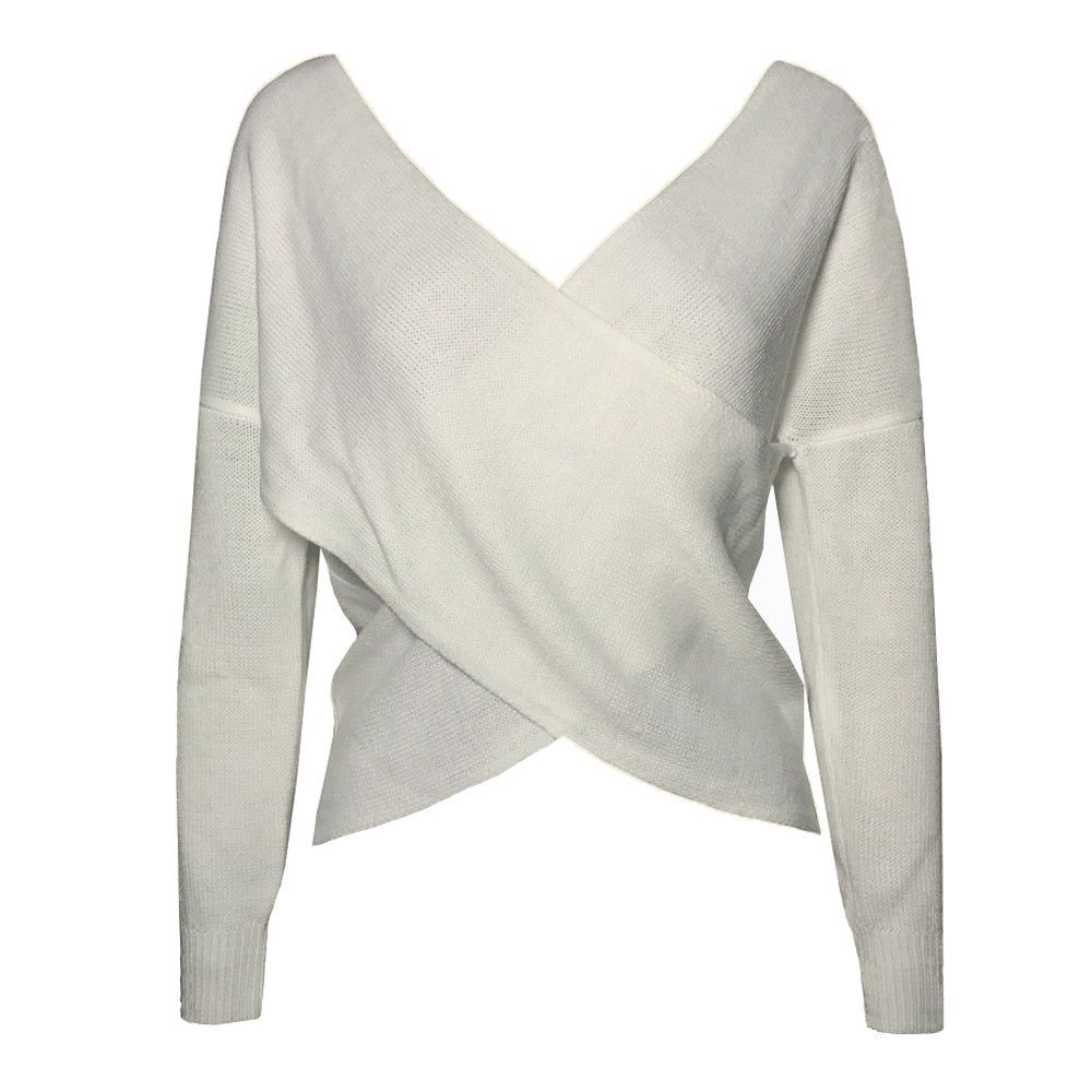 Open Back Long Sleeve Knit Sweater