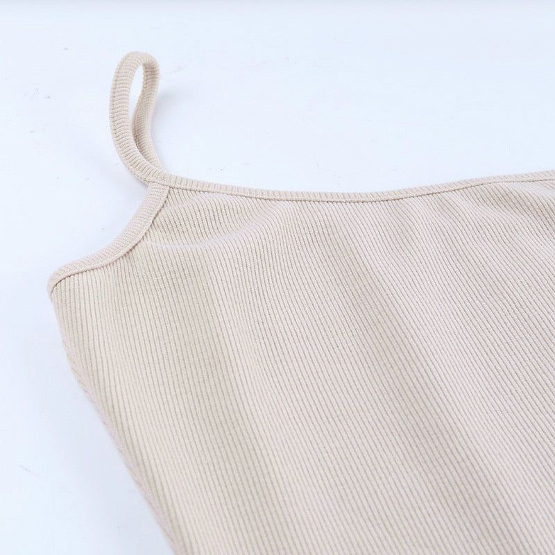 Spaghetti Strap Ribbed Knit High Slit Bodycon Maxi Dress