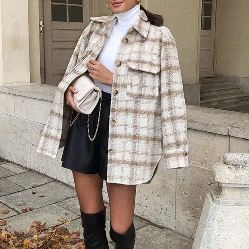 Women Soft Tweed Fashion Elegant Coats