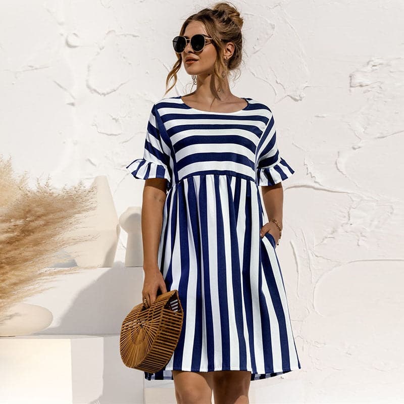 Women Summer Dress Cute Loose Print Sleeves Dresses