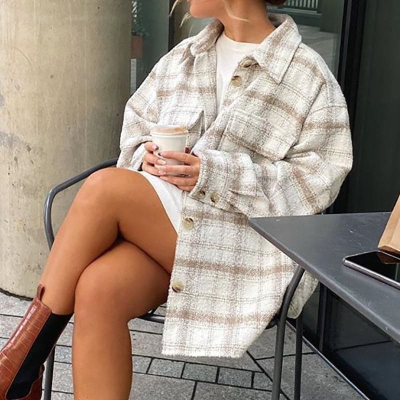 Women Soft Tweed Fashion Elegant Coats