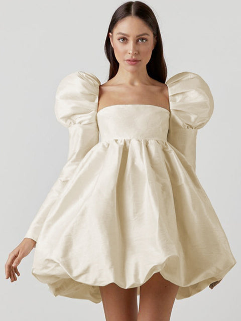 Streetwear Party Backless Y2K In - Gown Long With Elegant Folded Mini Puffy Dresses Ball Women For