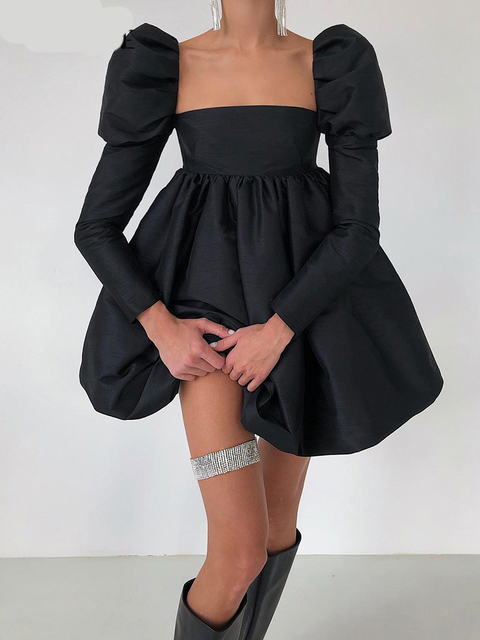 Streetwear Party Backless Y2K In - Gown Long With Elegant Folded Mini Puffy Dresses Ball Women For