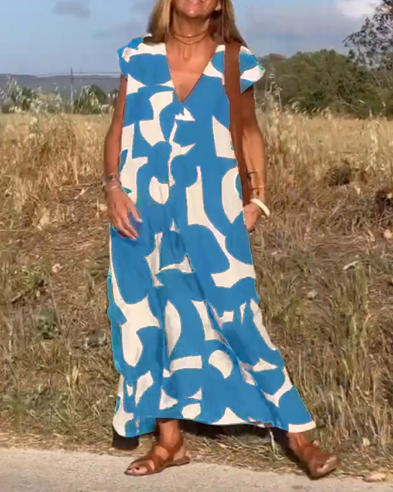 Alhelí Elegant V-neck Print Dress for Women Special Occasion Look