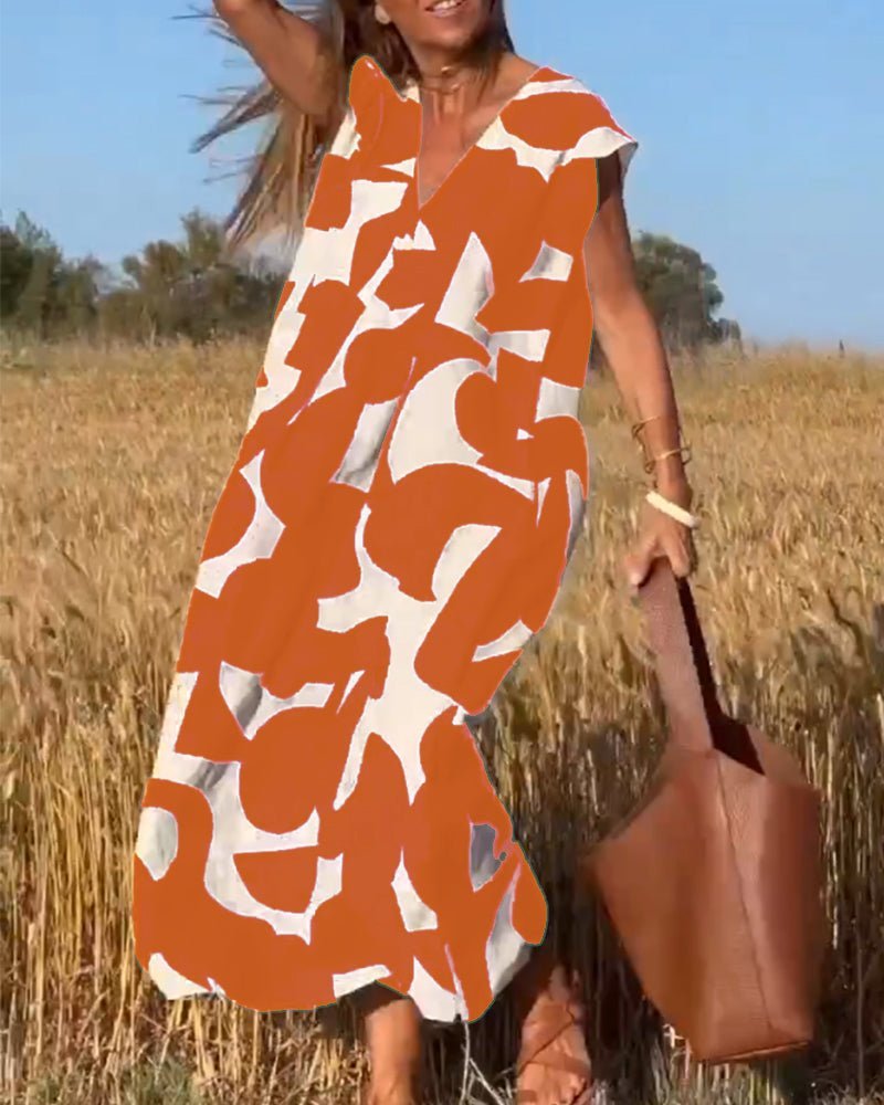 Alhelí Elegant V-neck Print Dress for Women Special Occasion Look