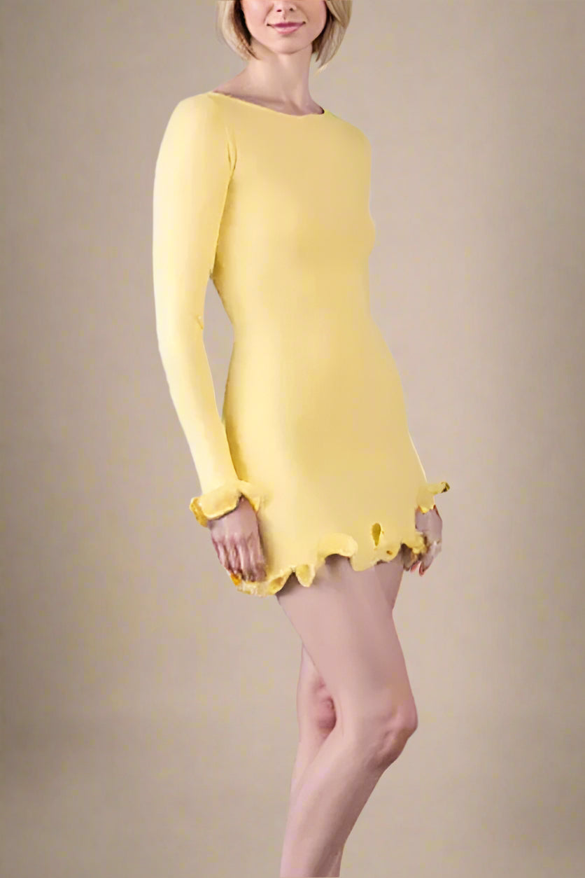 Regina Long Sleeve Mini Dress - Sun Yellow (Sale)