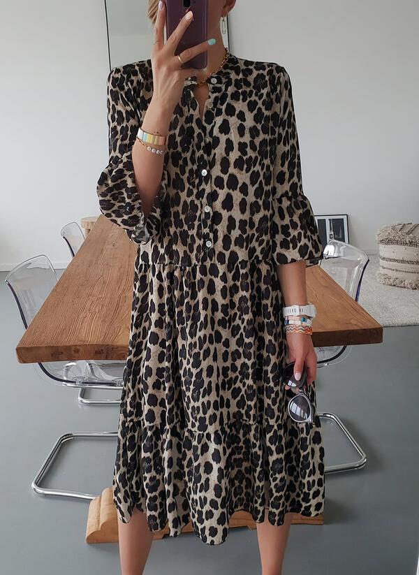 Silvia Stylish Leopard Print Dress for Women Minimalist Chic Style