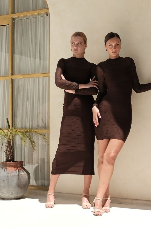 Robin Long Sleeve Bandage Maxi Dress - White Pearl