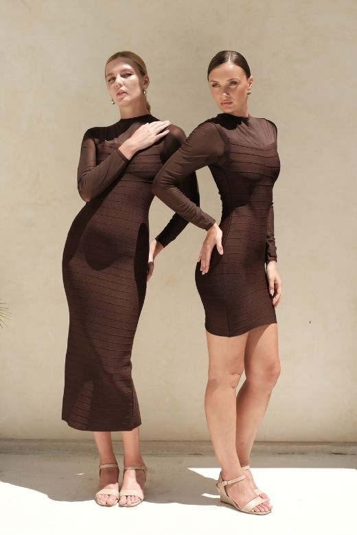 Robin Long Sleeve Bandage Maxi Dress - Classic Black