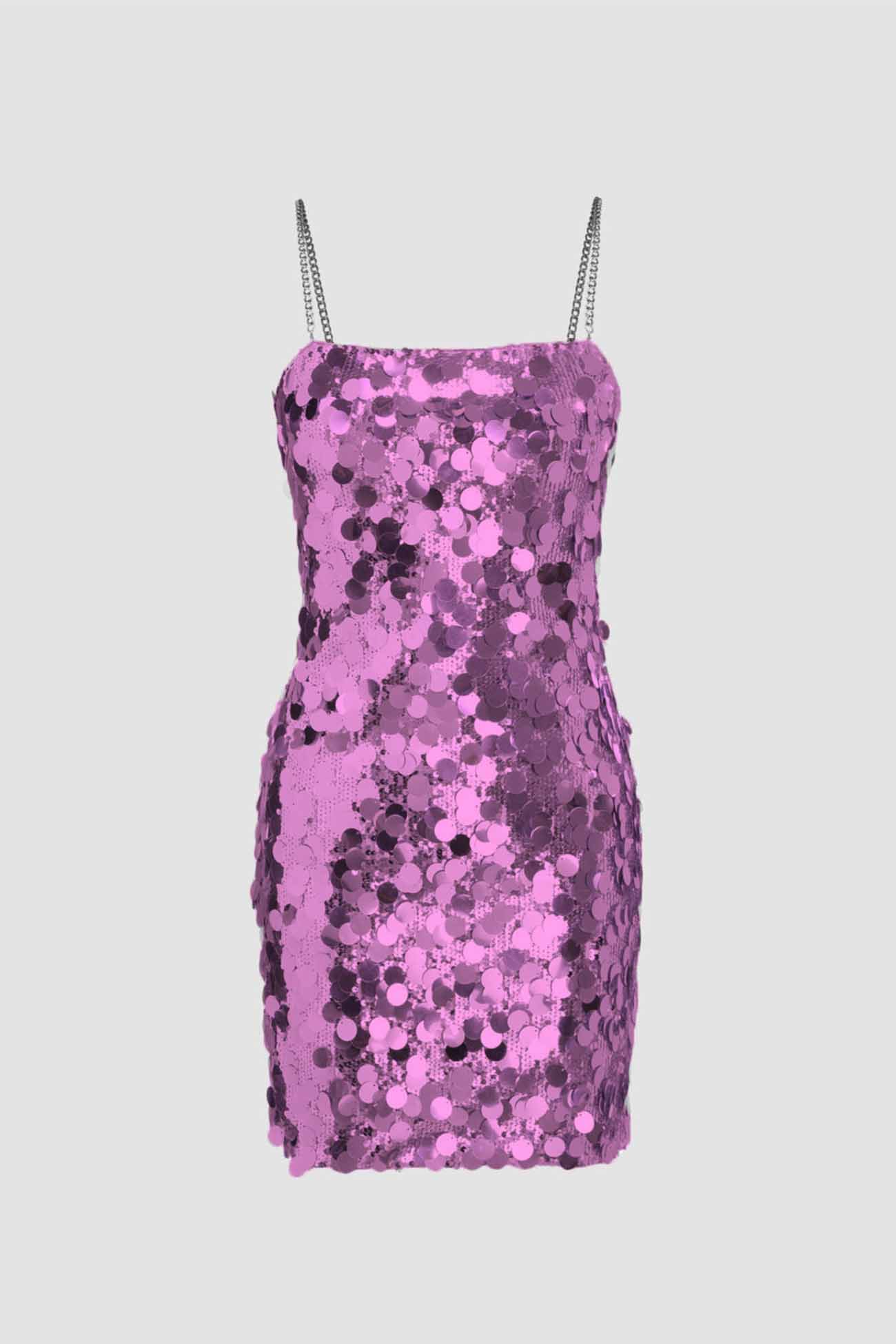 Sequin Sleeveless Chain Mini Dress Rose / Xl Dresses