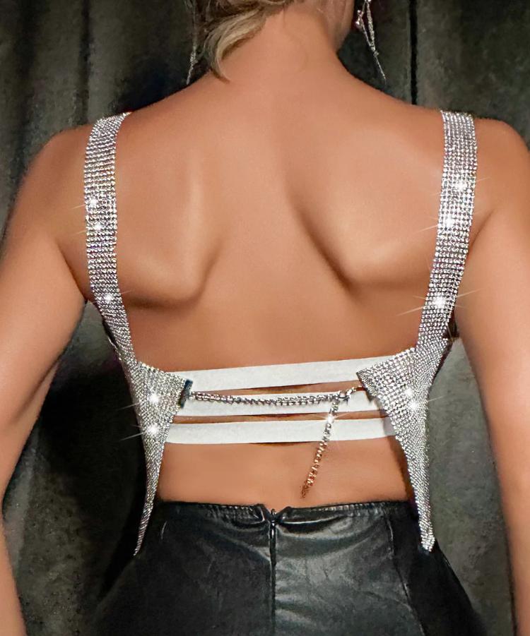 Evening Gleaming Silver Metallic Cami Top