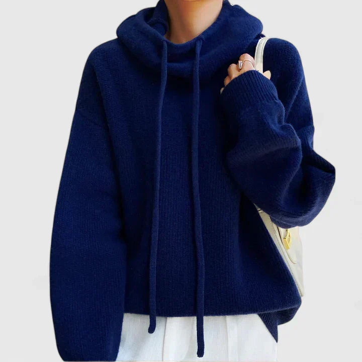 Drawstring Hood Long Sleeve Knit Hoodie