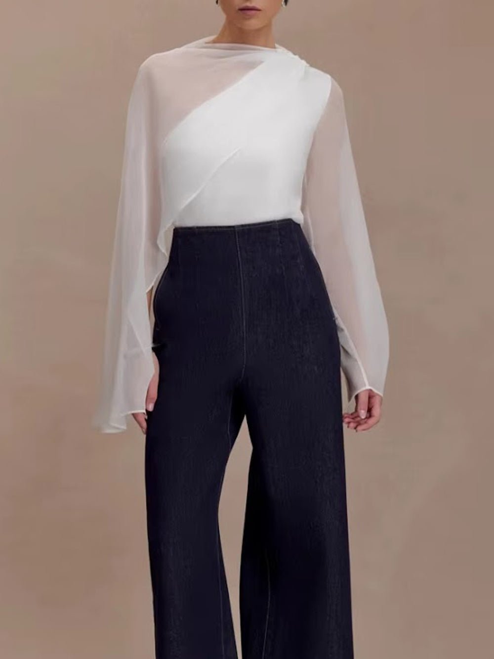 Seraphina Sheer Draped Sleeve Blouse