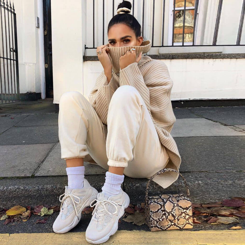 Khaki Turtleneck Long Sleeve Ribbed Split Hem Pullover Sweater