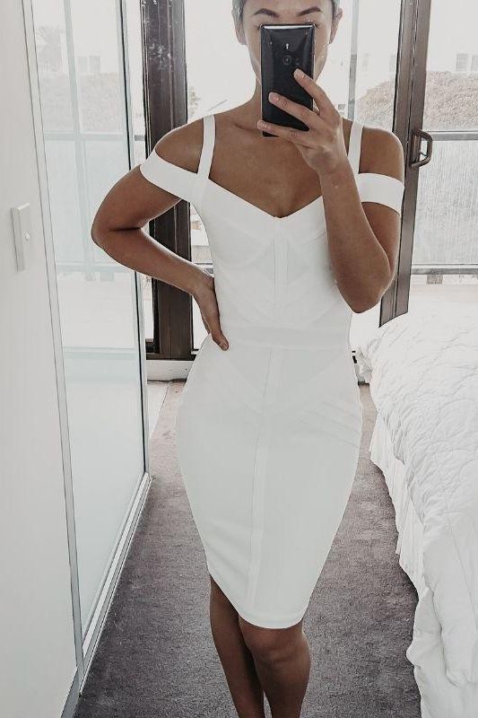 Sophia Bandage Dress - White Pearl (Sale)