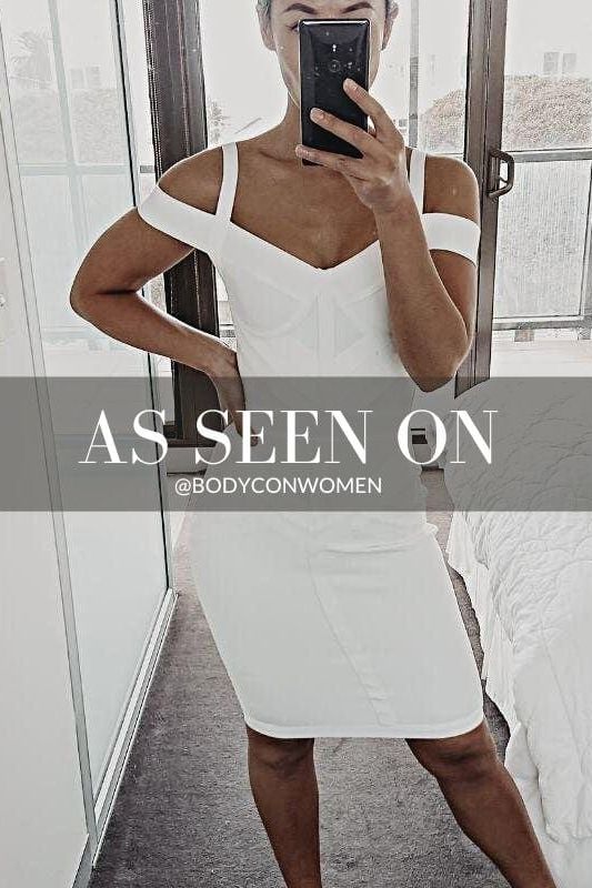 Sophia Bandage Dress - White Pearl (Sale)