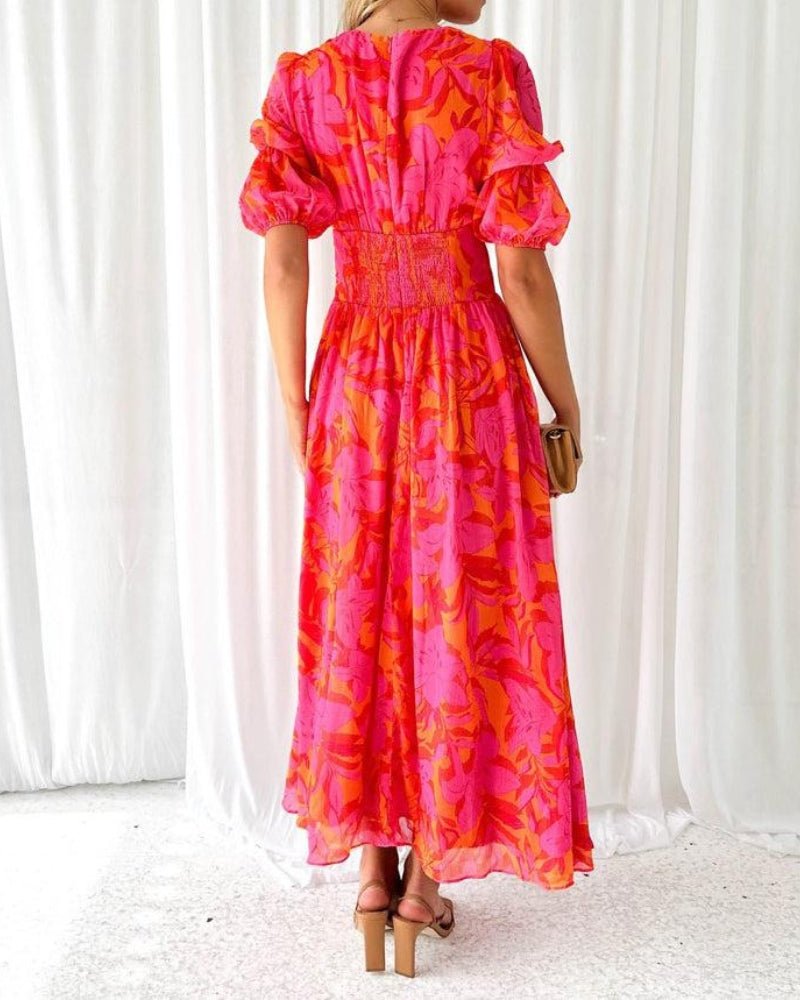 Tania Elegant Maxi Dress in Rot-rosa for Women Smart Casual Outfit