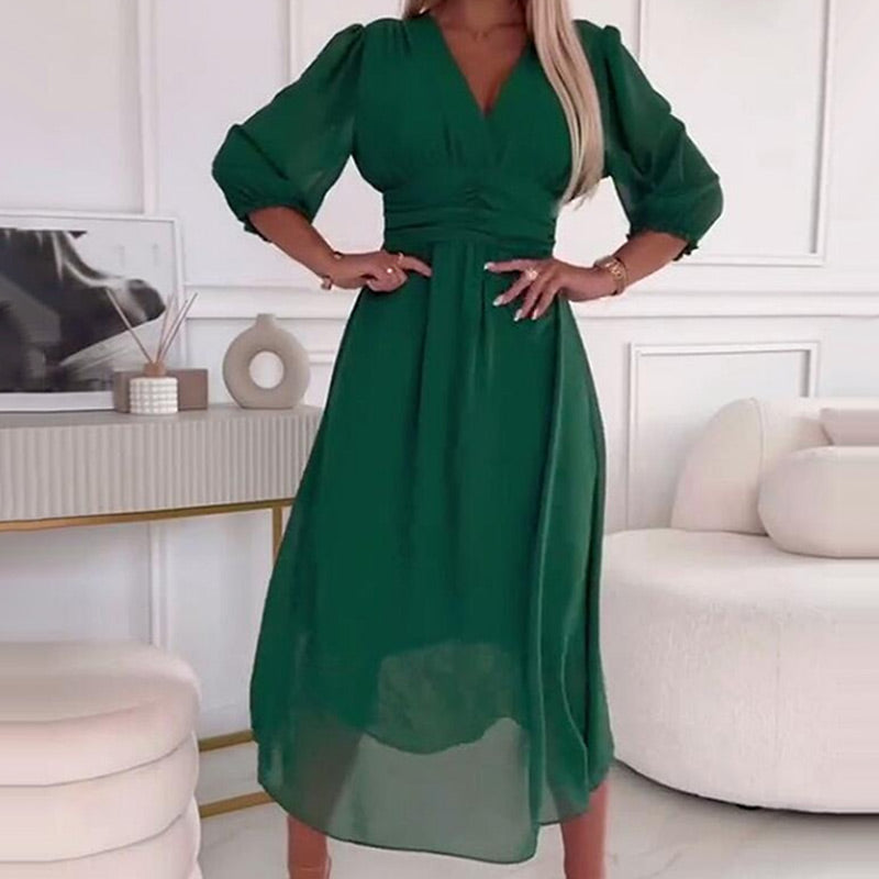 Patricia Minimalist Feminine V Dresses Made of Light Chiffon Evening Wear Edit