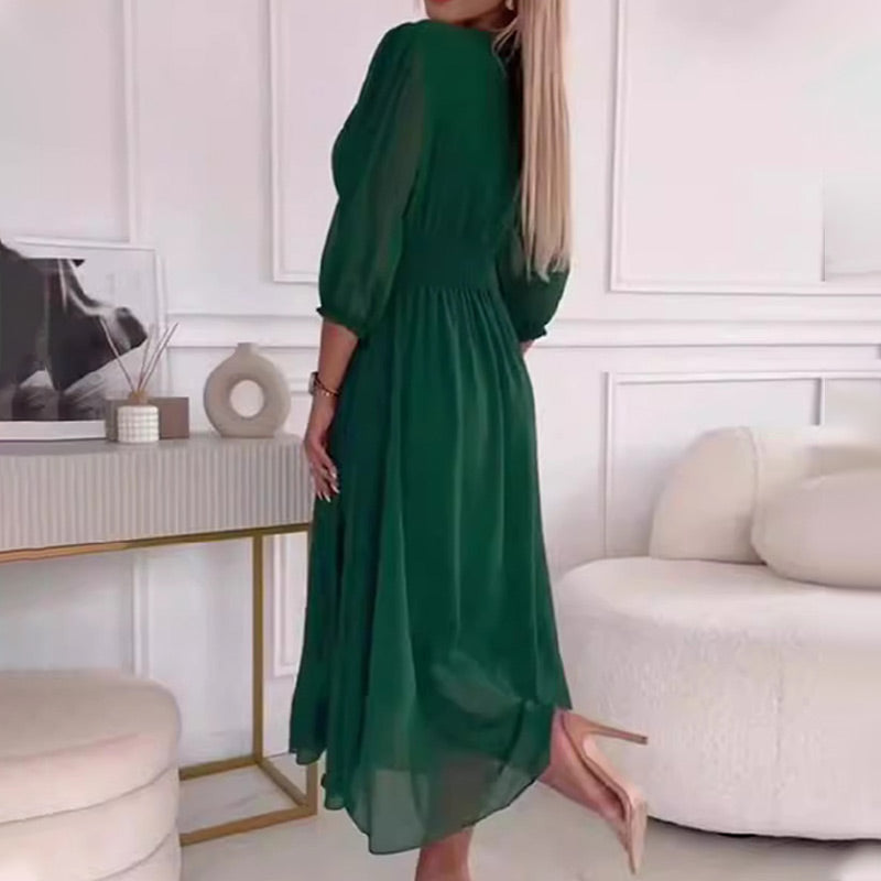 Patricia Minimalist Feminine V Dresses Made of Light Chiffon Evening Wear Edit