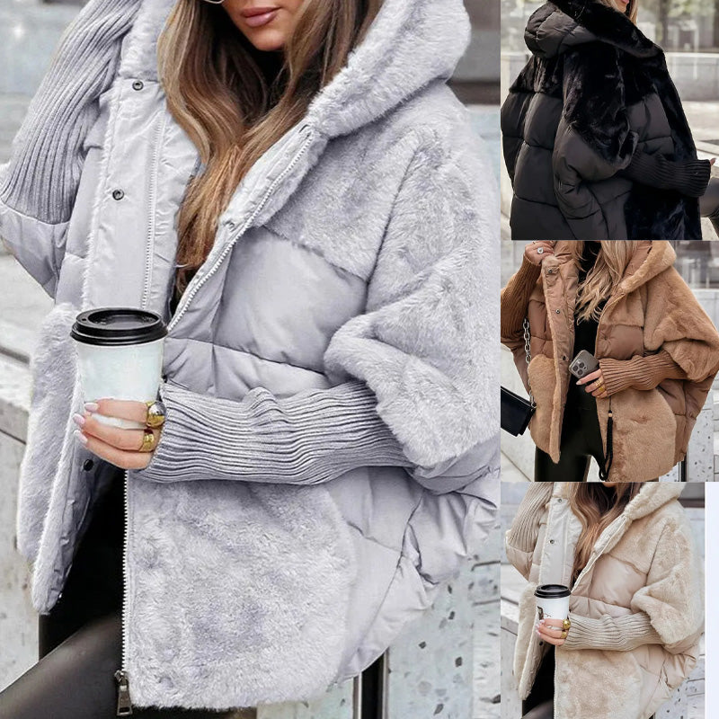 Hooded Faux Fur Panel Quilted Oversized Puffer Jacket 5
