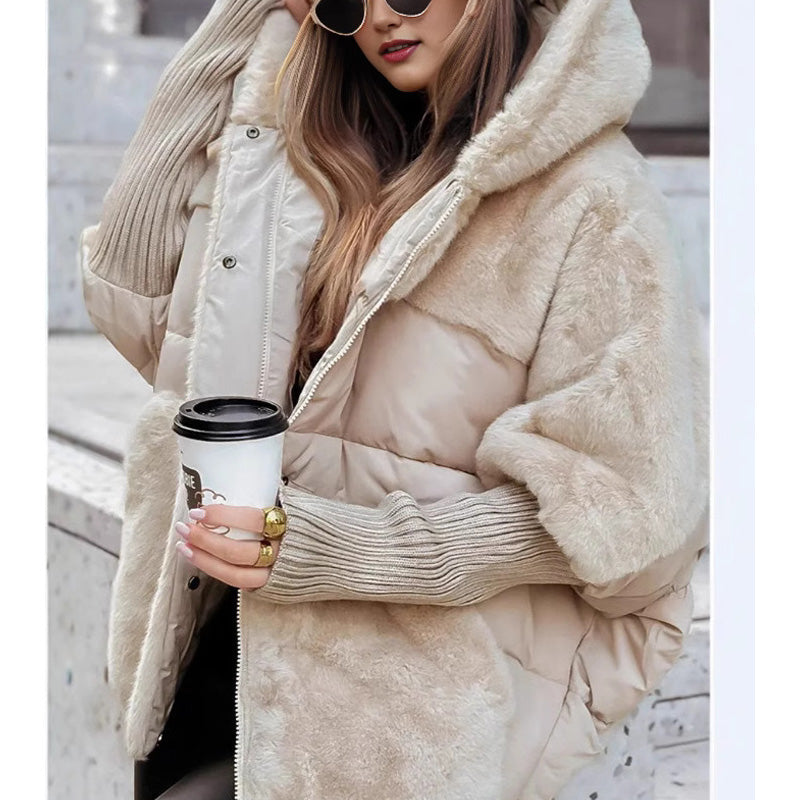 Hooded Faux Fur Panel Quilted Oversized Puffer Jacket 4