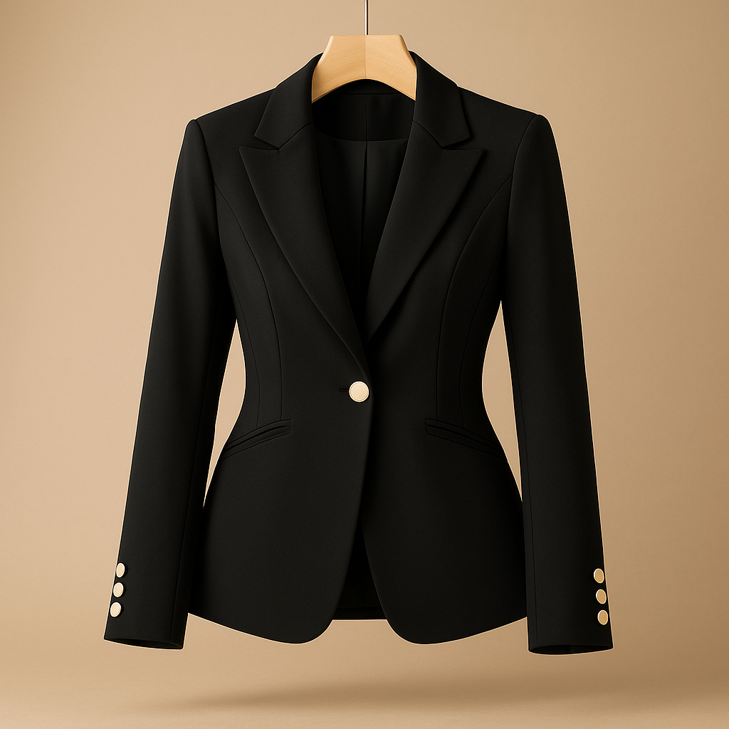 Peak Lapel Single Button Fitted Tailored Blazer