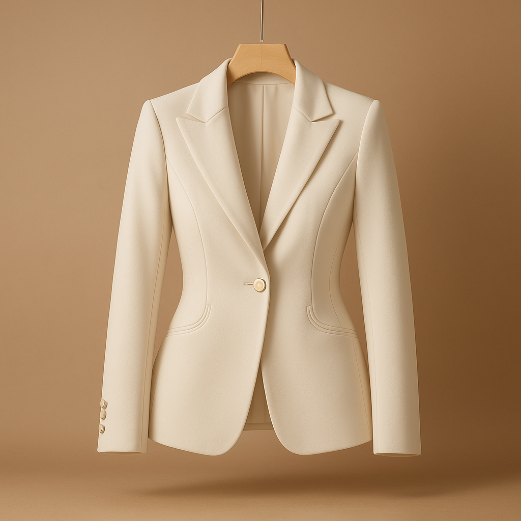 Peak Lapel Single Button Fitted Tailored Blazer