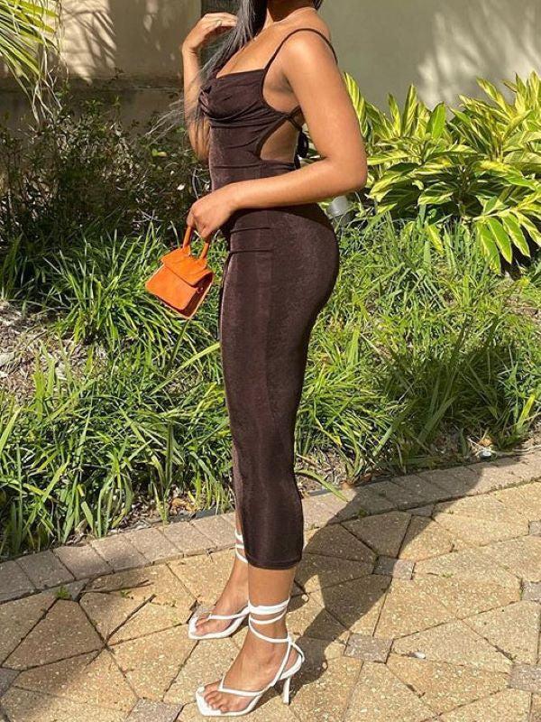 Backless Slim Temperament Suspender Dress