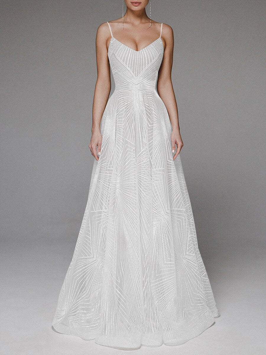 Elegant Sexy Sling Embroidered Evening Dress
