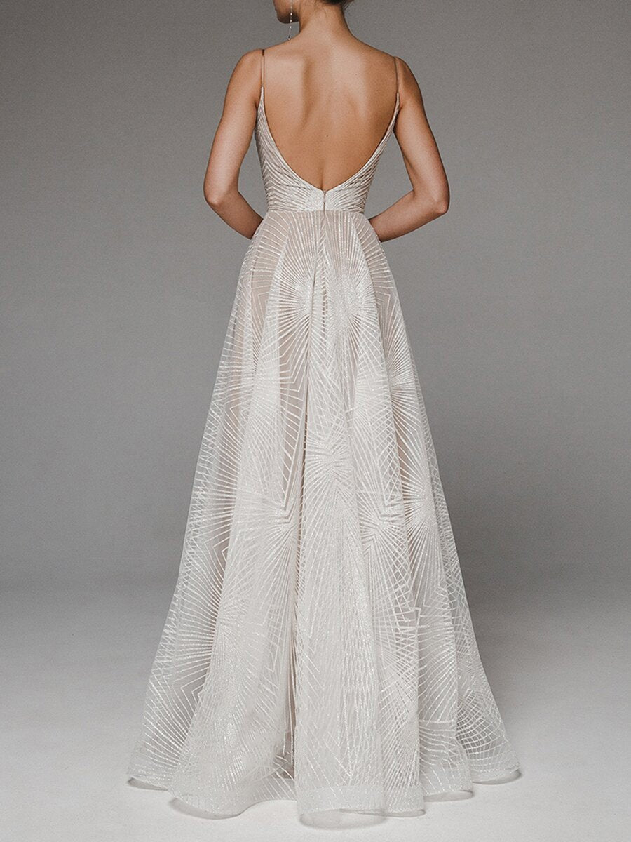 Elegant Sexy Sling Embroidered Evening Dress