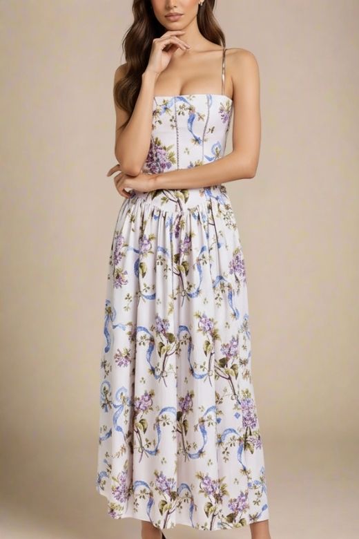 Tasmin Midi Dress - White Floral (Sale)