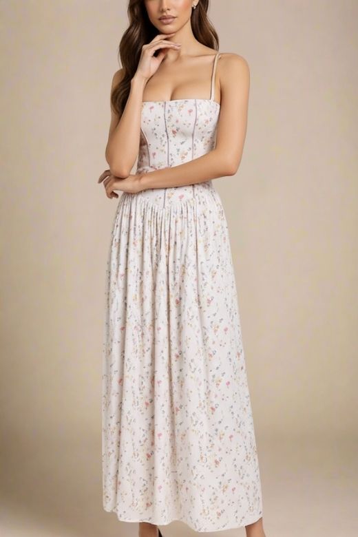Tasmin Midi Dress - White Print (Sale)