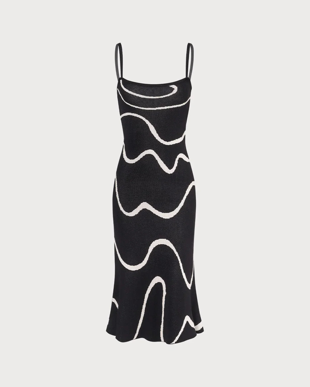 The Black Wave Knit Midi Dress