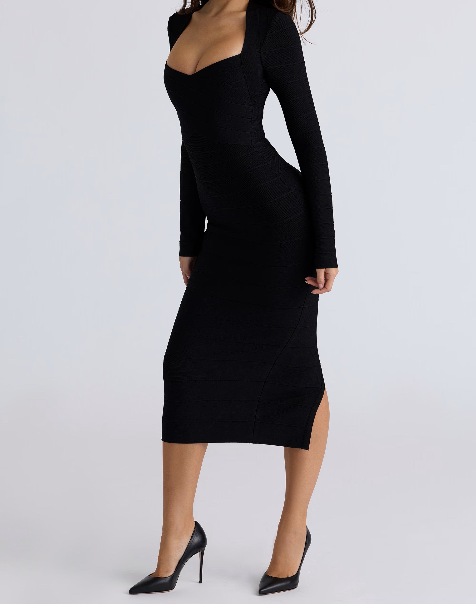 Long Sleeve Bandage Midi Dress