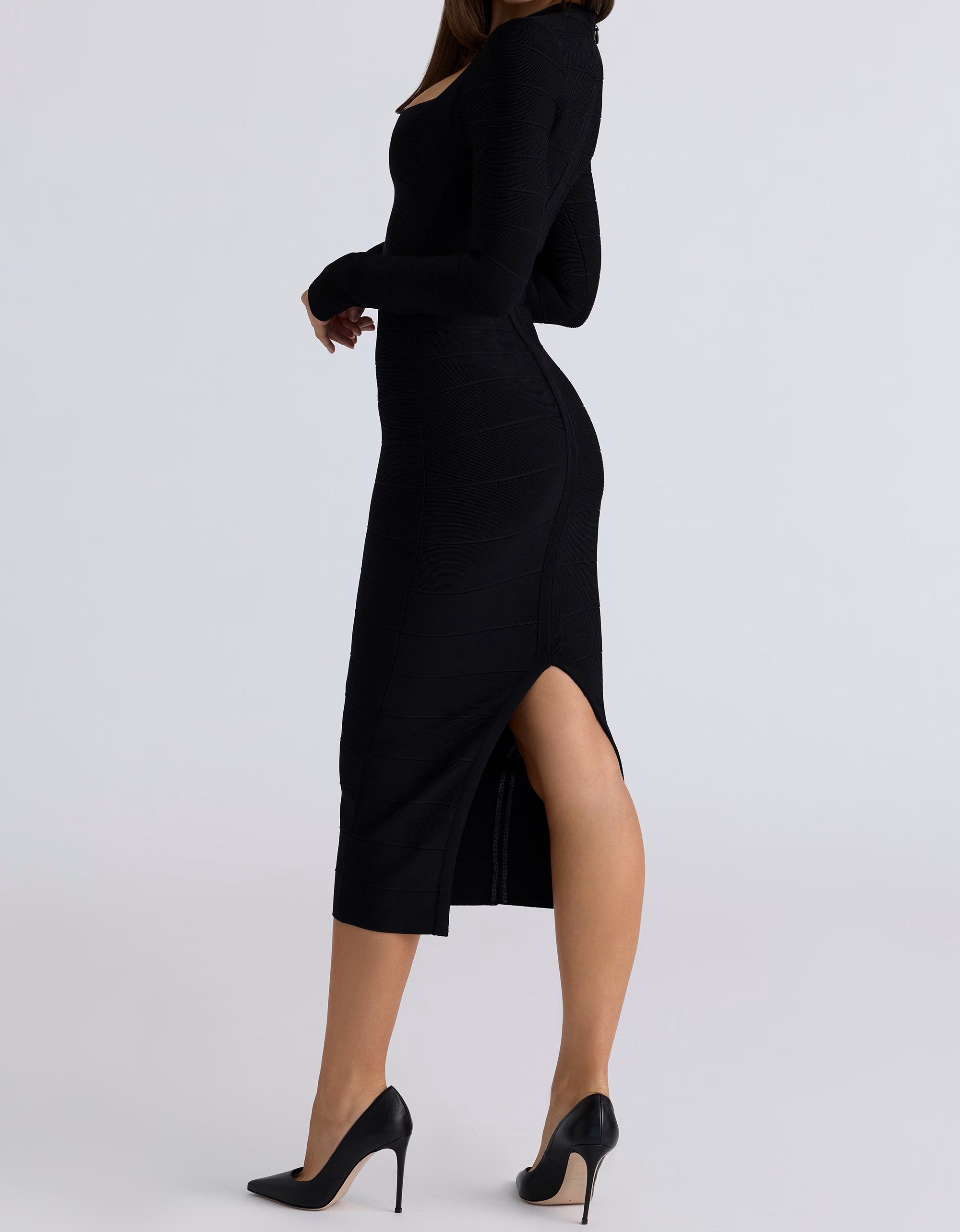 Long Sleeve Bandage Midi Dress