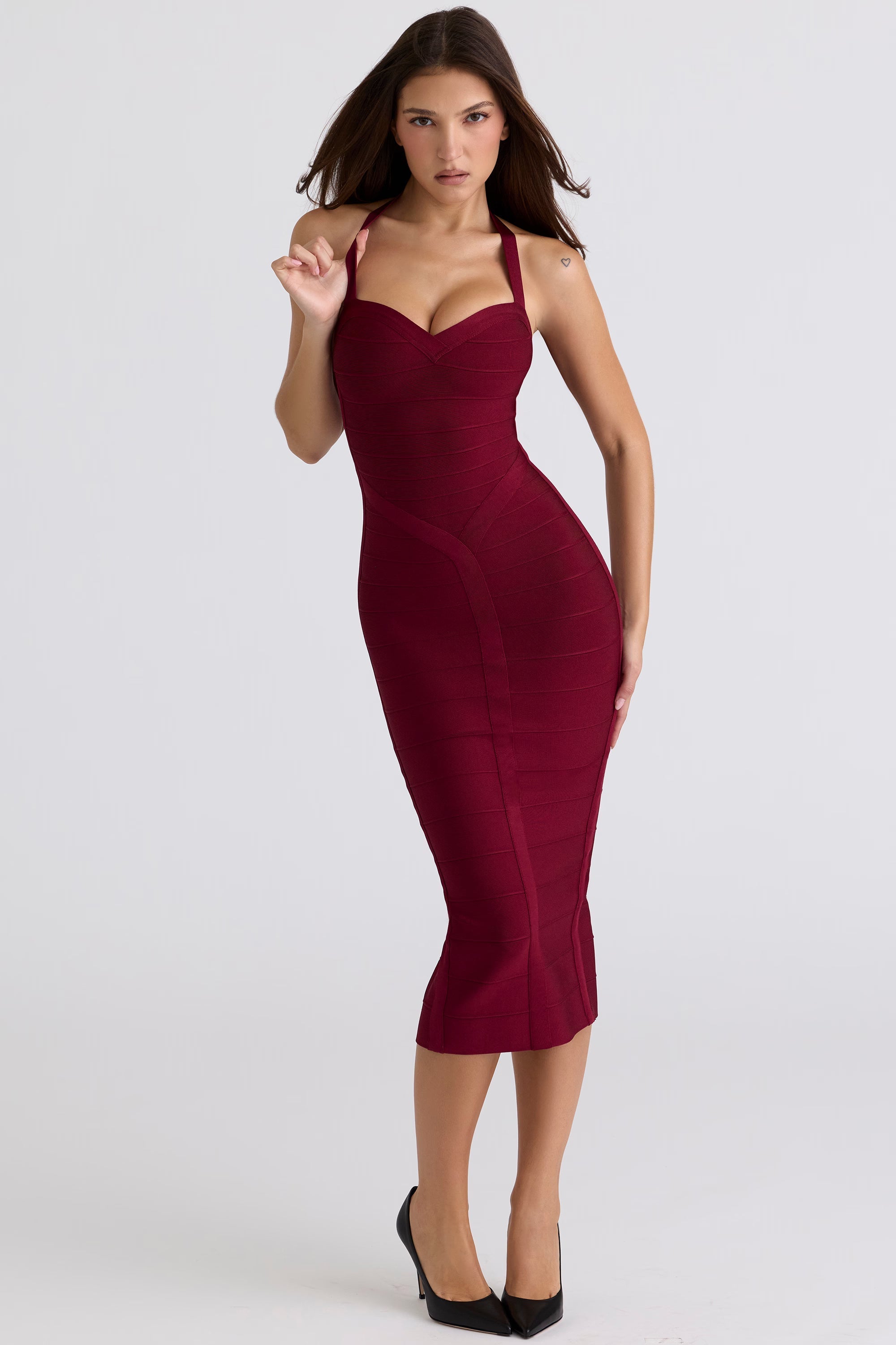 Neck Bandage Midi Dress