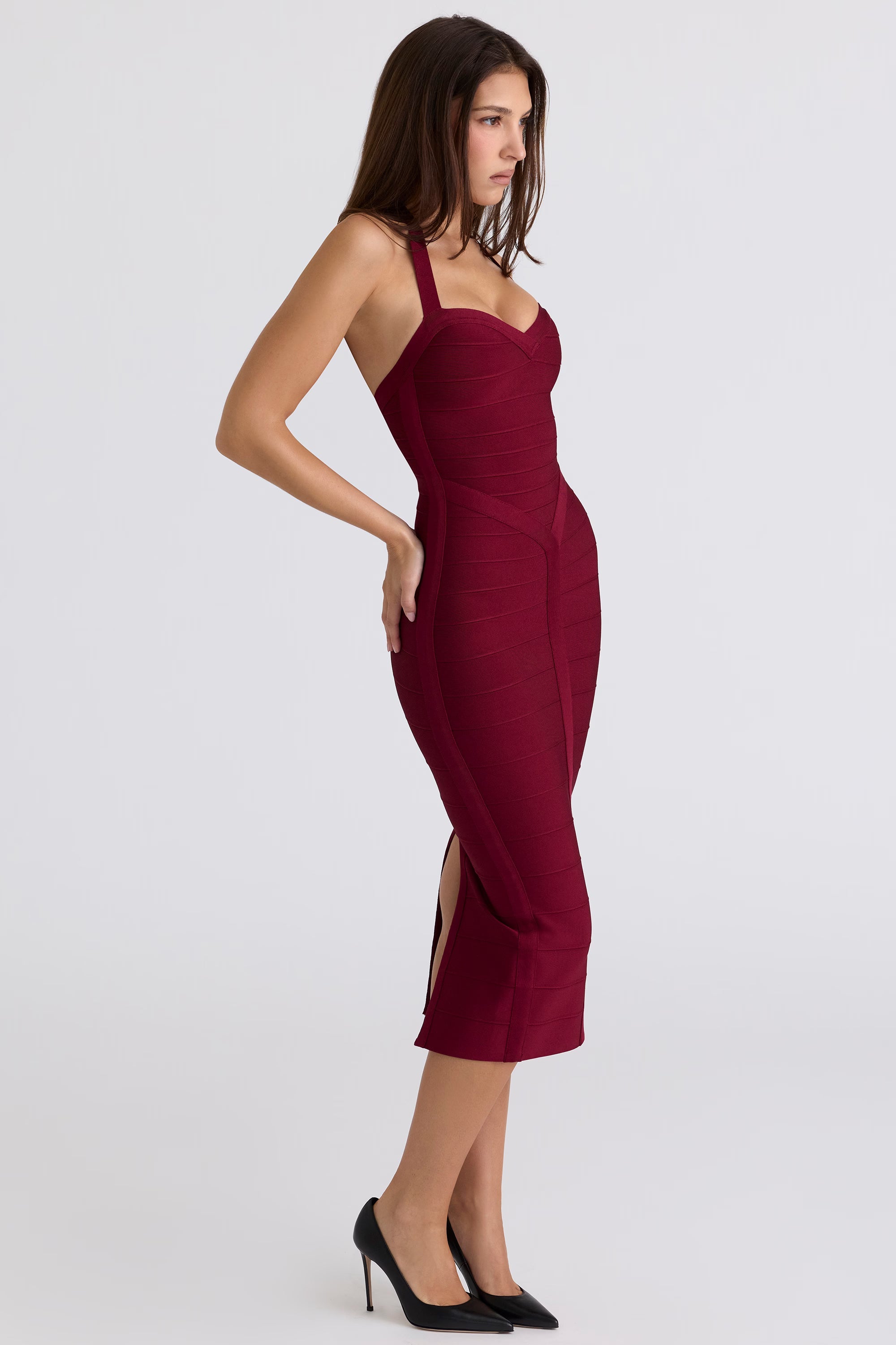 Neck Bandage Midi Dress