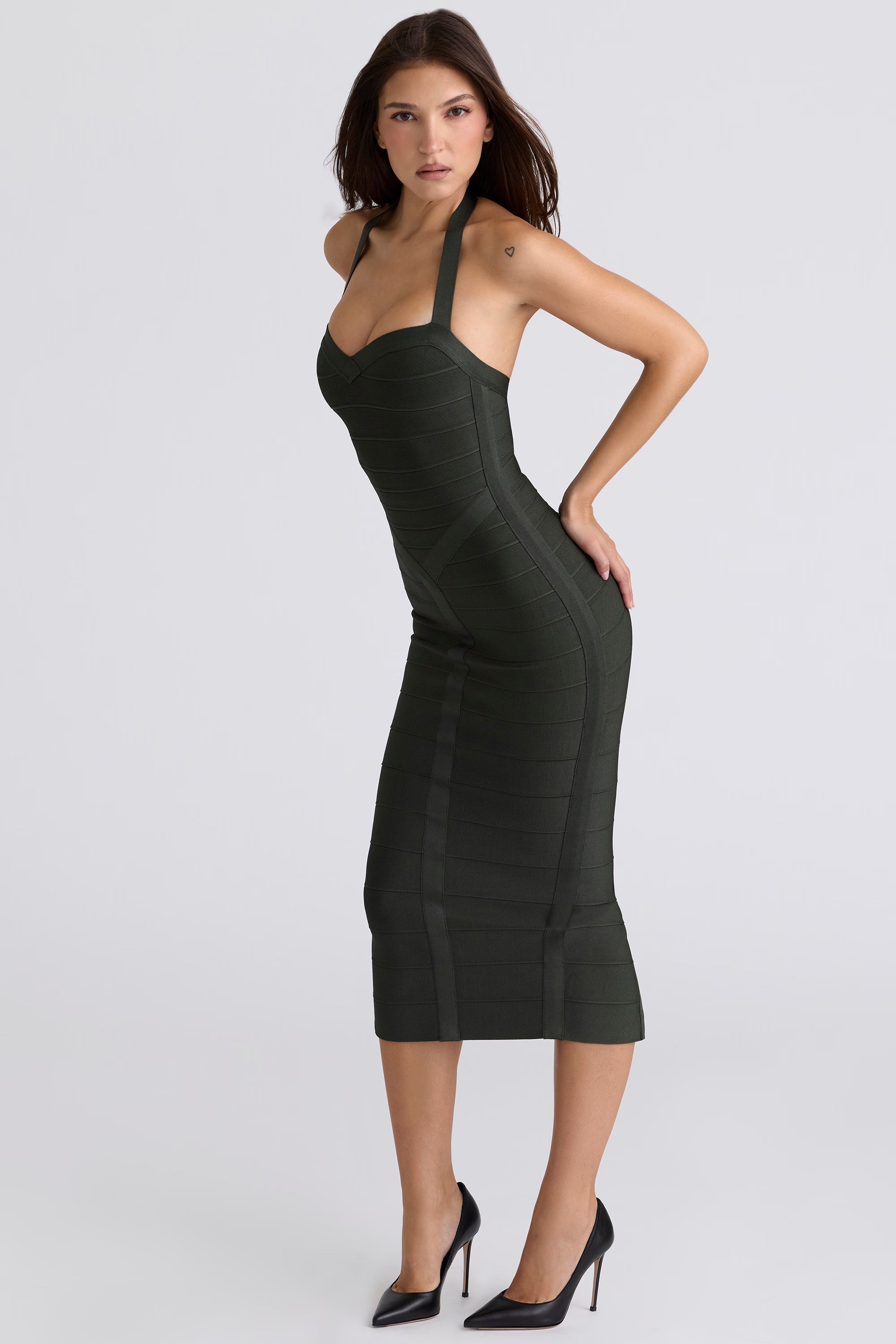 Neck Bandage Midi Dress
