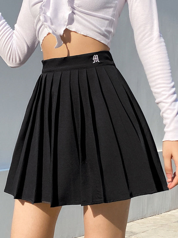 High Waist Slim Pleated Skirt
