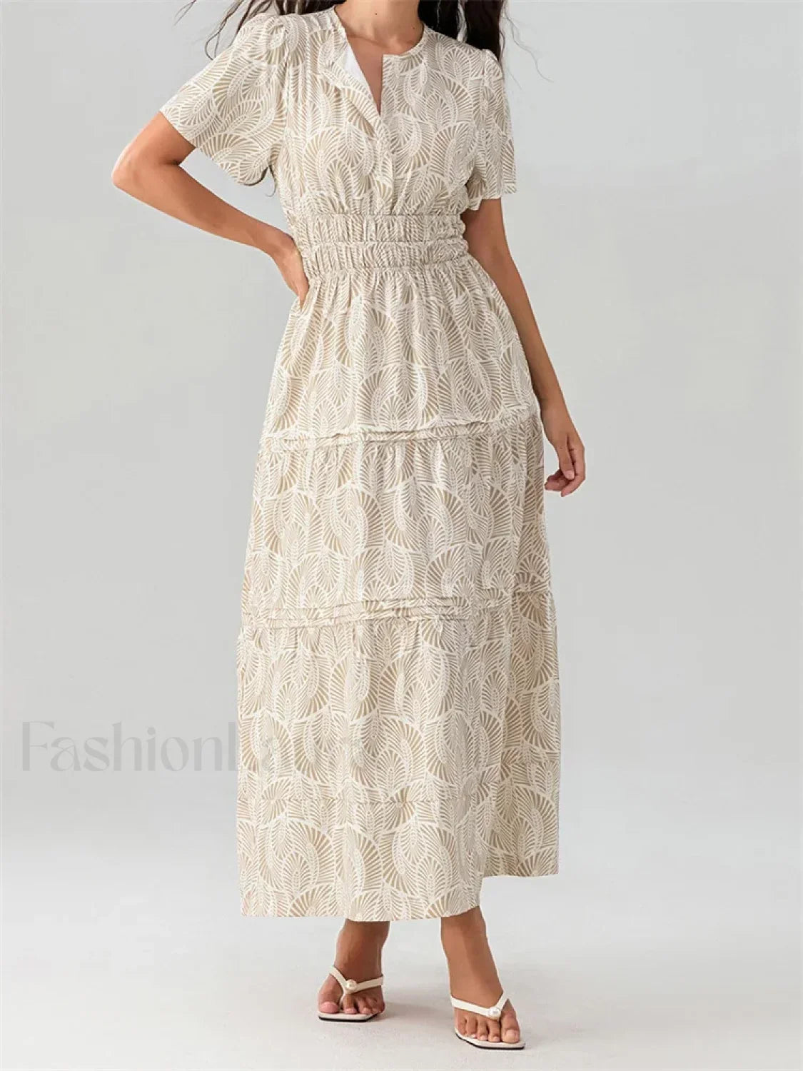 V Neck Flare Sleeve Pocket Maxi Dress
