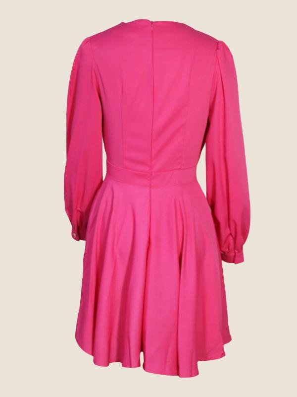 V neck Solid Elegant Dress