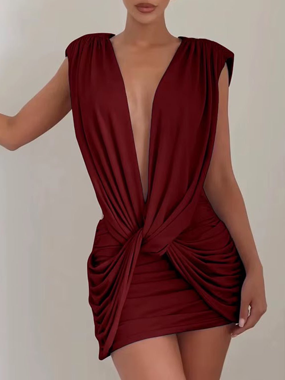 Valeria Draped Knot Mini Dress