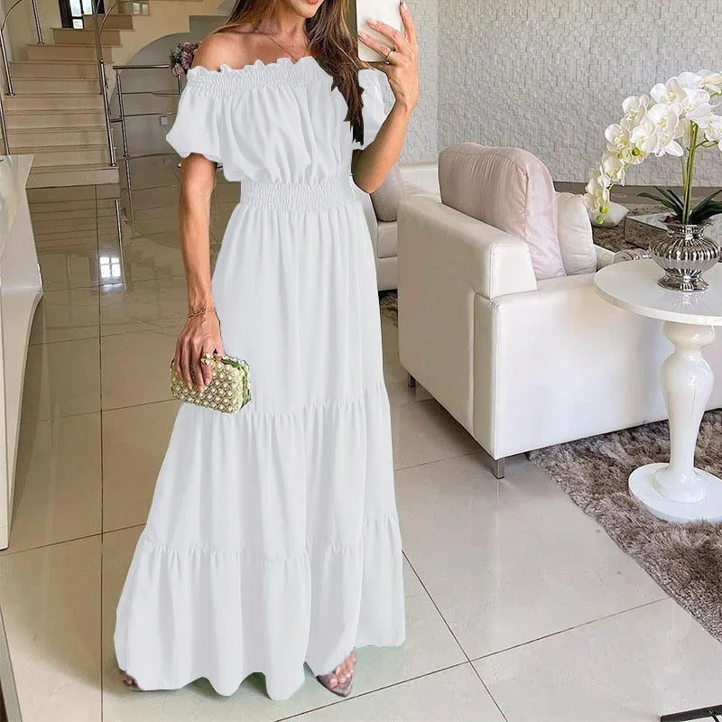 Alba Minimalist Off Shoulder Dress Evening Wear Edit