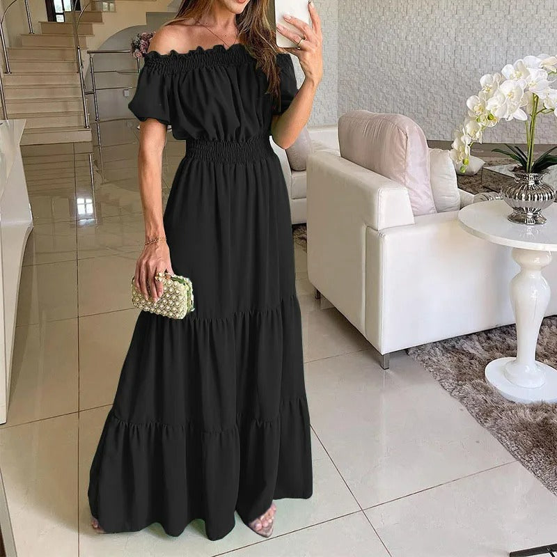 Alba Minimalist Off Shoulder Dress Evening Wear Edit